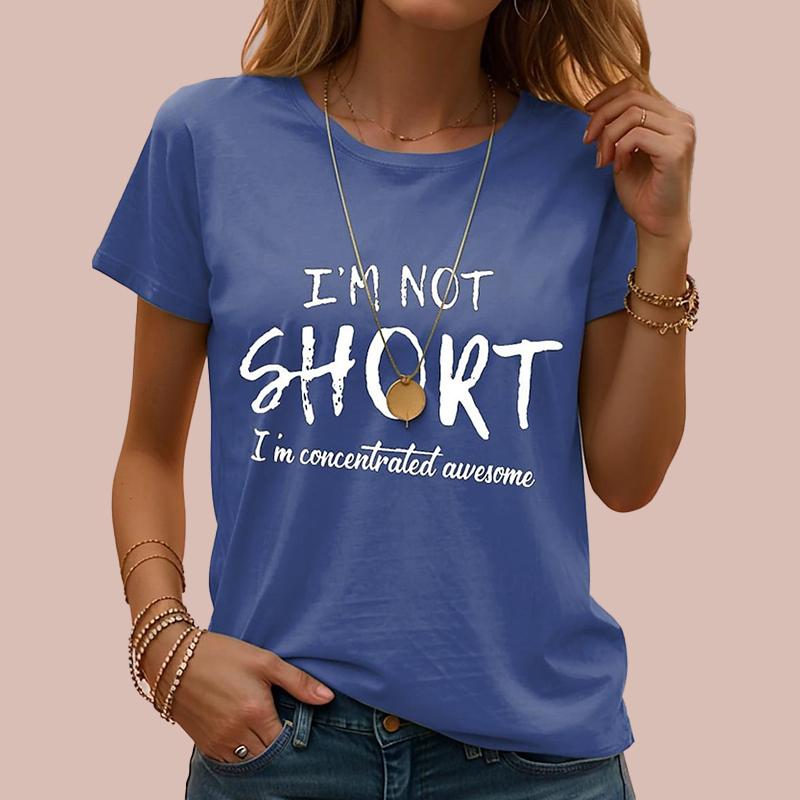 Moda Damska Moda Angielski Nadruk T-shirt Zabawny Casualowy Okrągły Dekolt Krótki Rękaw T-shirt Lato Damski T-shirt