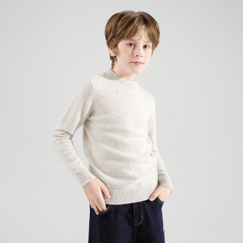 Унисекс детский разноцветный шерстяной свитер в крапинку с круглым вырезом 120 cm