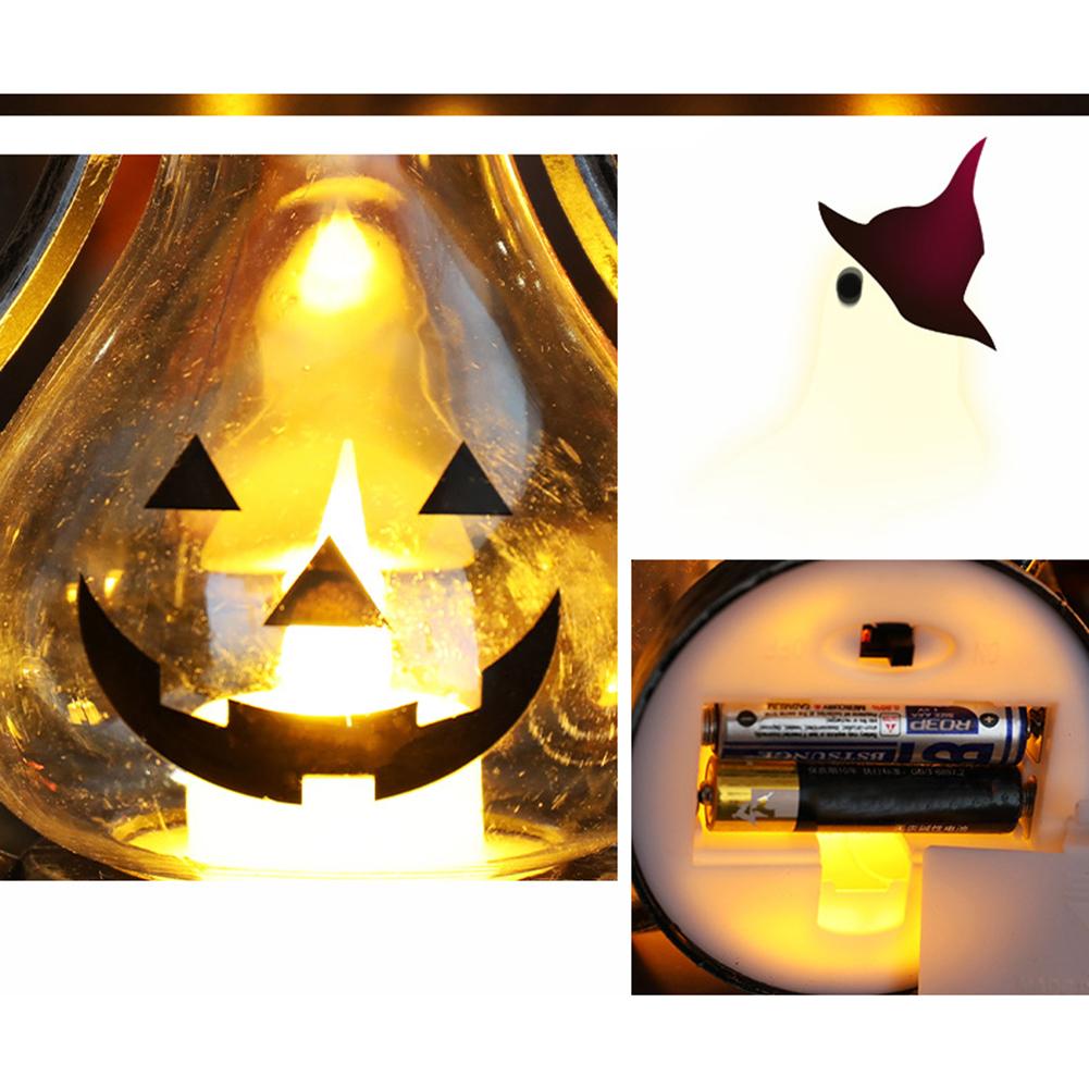 Halloween LED Candle Lamp Battery Powered Portable Lightweight Wind Light Desktop Ornament Halloween Decor Props (10.5 x 15cm)