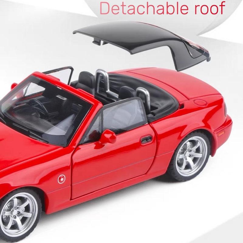 1/32 Mazda Miata MX5 Alloy Scale Car Model Diecast Miniature Car Toy Vehicle Sound and Light Collection Children's Toy Gift