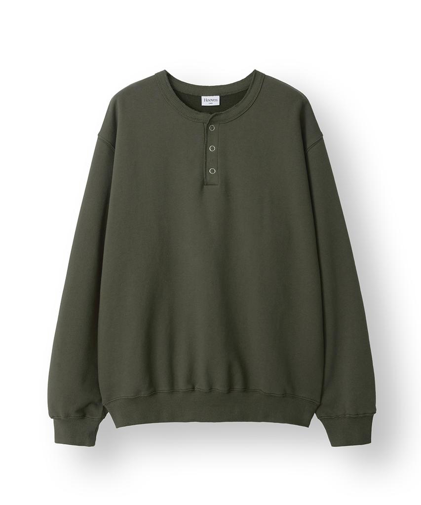 HOOVES Ring Snap Henley Neck Sweatshirt [Khaki]