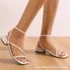 Damen einfacher Stil mit offenen Zehen elegante Sommer Sandalen mit dickem Absatz neu vielseitig quadratischer Kopf gekreuzter nackter Riemen