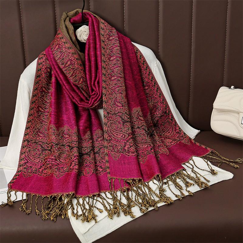 Luxury Cashmere-Feel Wrap Scarf Women Winter Warmth Elegant Jacquard Print Shawl Lightweight Stylish Accessory
