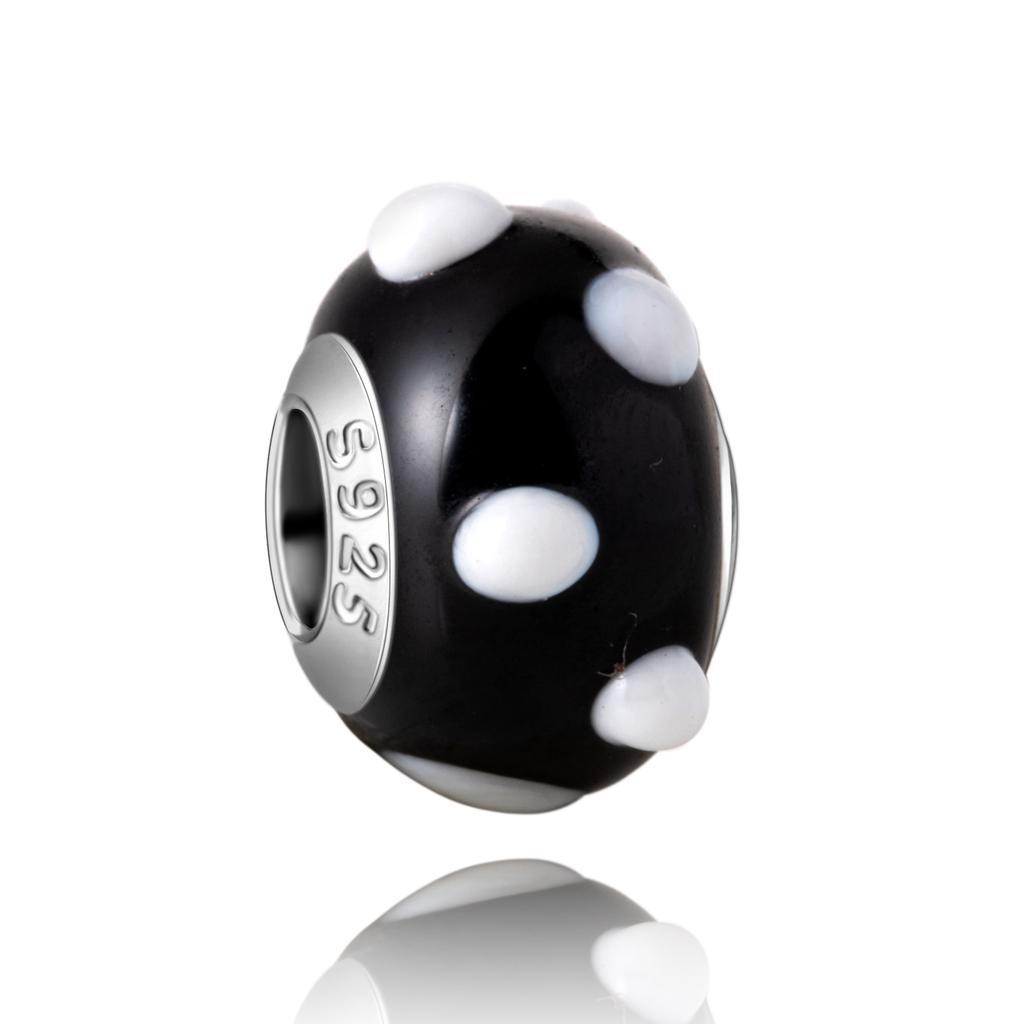 Murano Glass Collection Copper MultiColor Blue Bump Charm Fits Bracelets Women Exquisite Jewellery Accessories Gifts