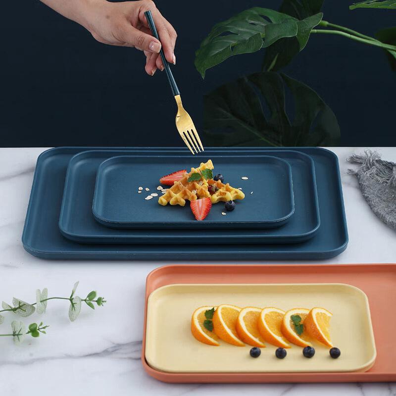 Minnay Wheat Straw Rectangular Tea Tray & Storage Set