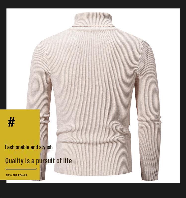 Men's Retro Solid Color Slim Turtleneck Sweater - Versatile Inner or Outer Wear, Thin Knit Design