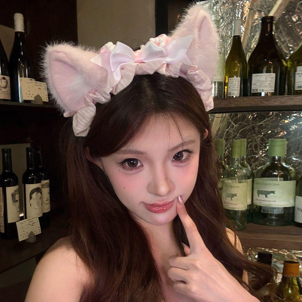 Soft Plush Fabric Plush Cat Ears Hair Decor Princess Style Fluffy Hair Hoop  Party Dress Up