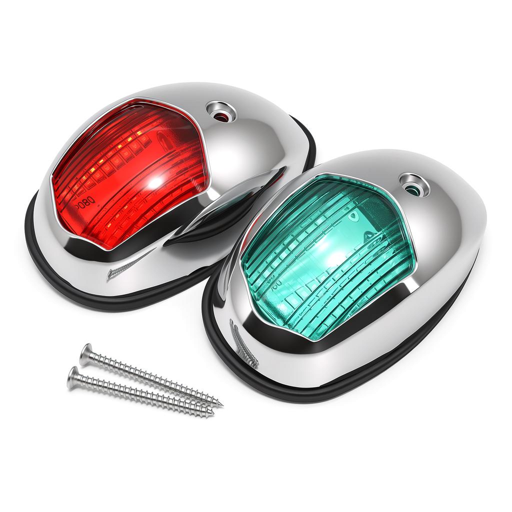 2 PCS Waterproof Yacht Navigation Light 12V 24V Boat Position Lights Marine Lights 27LED Marine Signal Warning Lamp Red & Green