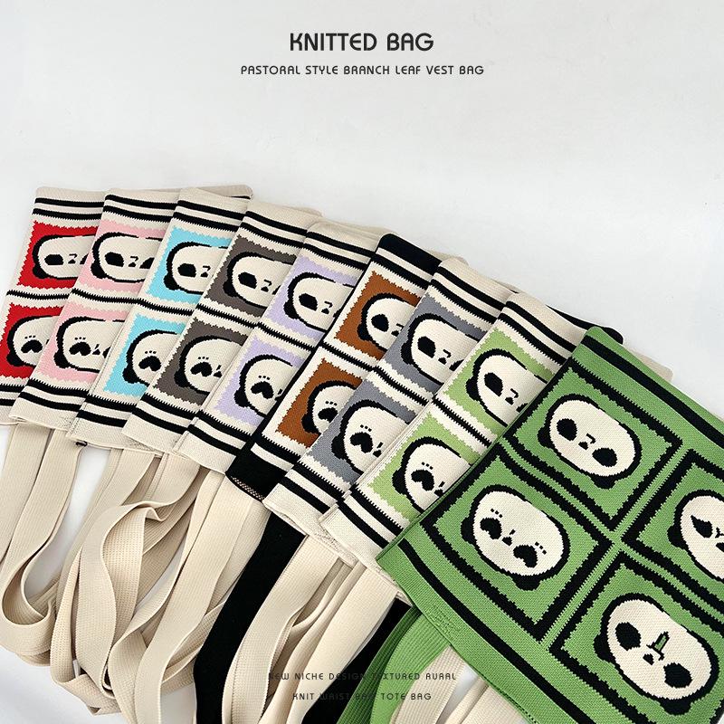 2025 Cute Panda Knitted Shoulder Bag: Large Capacity, Versatile Storage for Women and Students