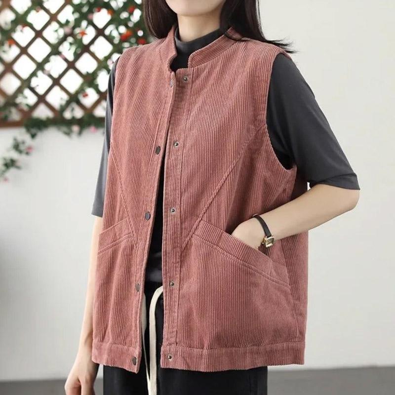 Gilet da Donna Cotone Senza Maniche Lino Denim Gilet Oversize Vintage Versatile Casual Bottoni Gilet