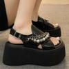 Height-increasing platform sandals women's 2025 new summer wear high-end silver European station muffin beach sandals