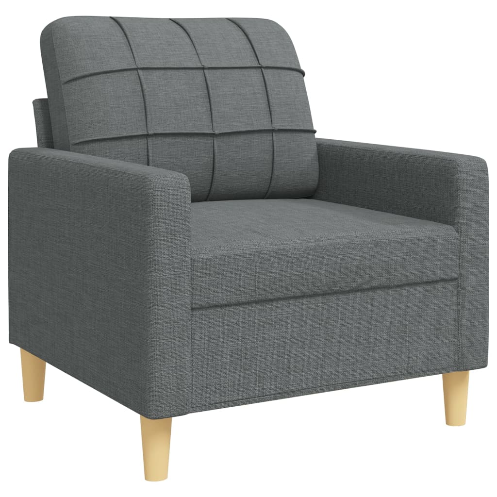 3 Piece Sofa Set Dark Grey Fabric