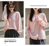 Women's Korean-Style Brushed Wool Cardigan - Round Neck, Chic Knit Outerwear Sweater, New for 2025.