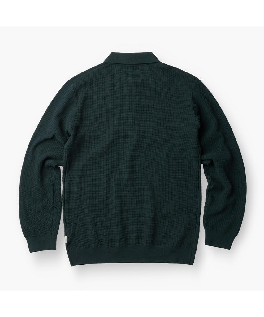 Henlikoteun Long Sleeve Textured Polo Knit Ahwas26611Grx