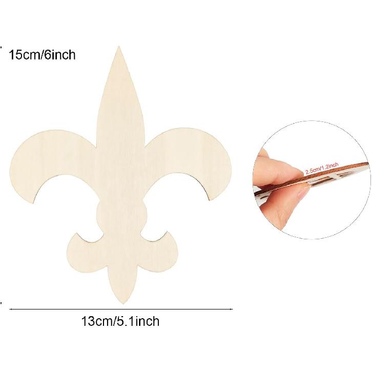 15 Pack 6 Inch Wood Fleur De Lis Cutouts Unfinished Wood Fleur De Lis Crafts Wooden Fleur De Lis Hanging Ornaments DIY Fleur De Lis Craft Gift Tags