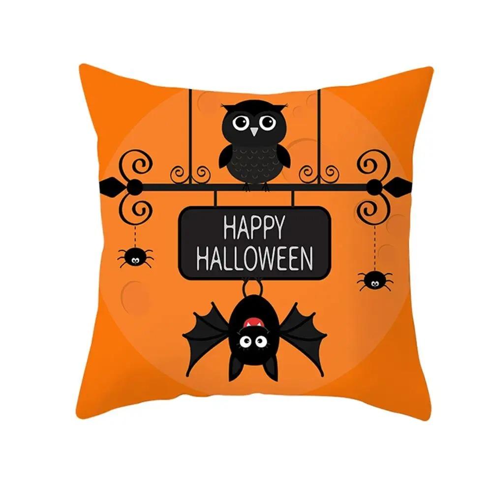 Halloween Cushion Cover Pumpkin Bat Wizard Ghost Halloween Home Decor Pillowcase Ornament Horror Halloween Party Gift 45x45cm