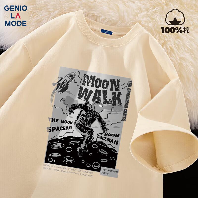 GENIOLAMODE Men s Moonwalk Print Loose Fit Cotton T-Shirt 3XL