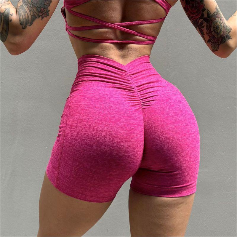 

Cationic Sanding High Waist Hip Lift Fashion Yoga Shorts Rose Red(Quality Edition) M(50.00 kg-57.50 kg)