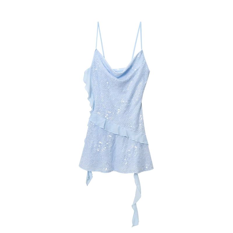 Kaslead New Arrival Women's Clothing Fashion Style Laminated Decoration Sequin Sling Short Dress 3658849 251