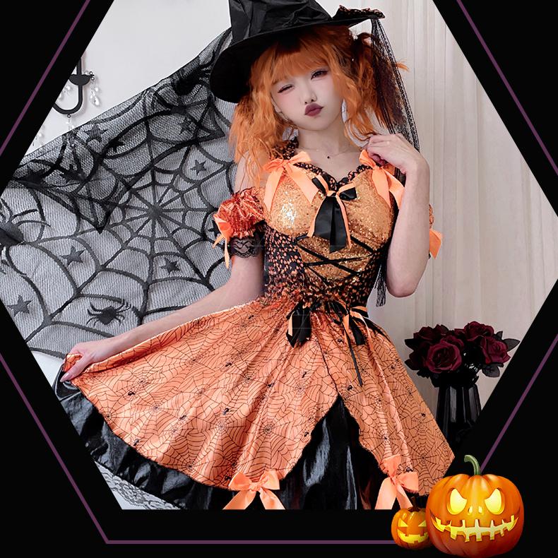Halloween Adult Costume Witch Costume Masquerade Cos Show Costume Pumpkin Witch Costume Cosplay Dress