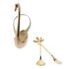 17pcs Gold Small Leaf Handle Coffee Spoons Swan Dessert Forks New Gold Swan Base Holder  Kitchen