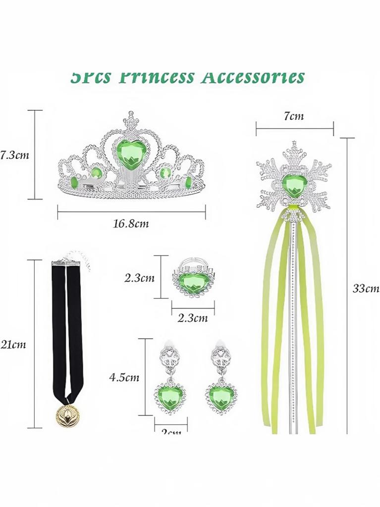 Frozen Anna Princess Dress for Girls, Kids Medieval Party Costume, Double Layer Tulle Formal Gown, Green