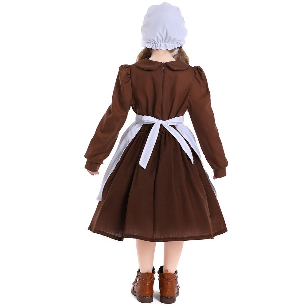 Costum Fată Pelerin Costume Fată de la Satul Fermei Rochie Prerie Pionier Adolescenți