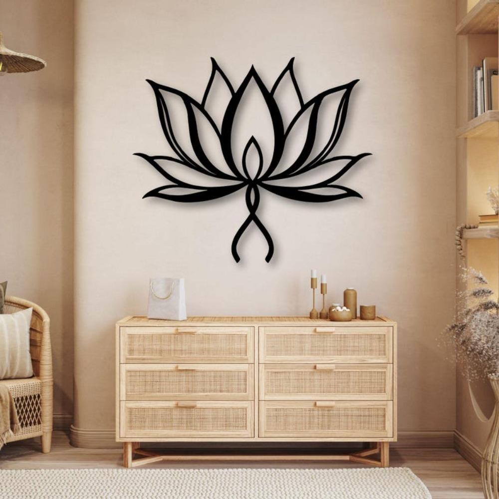 Lotus Metal Wall Art Minimalist Flower Silhouette Yoga Decor Spiritual Home Zen Mandala Inspired