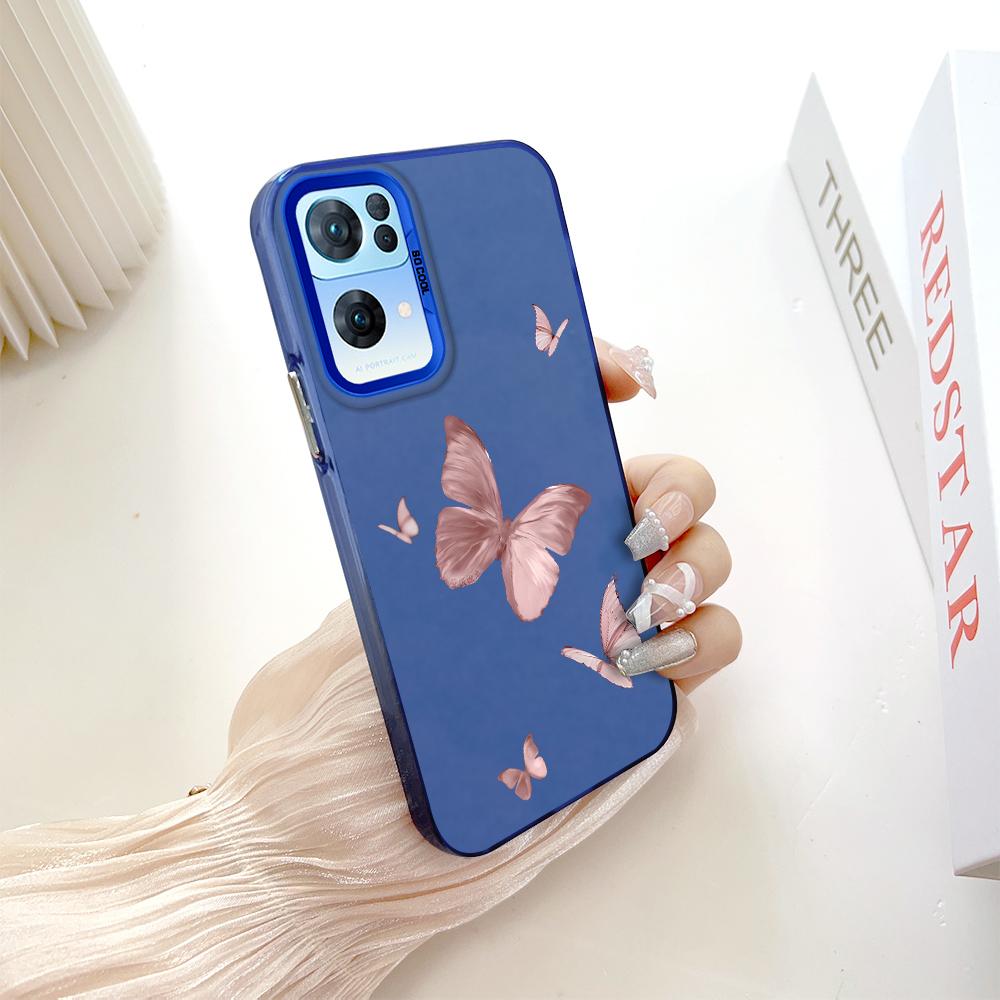 Painted Pattern Colorful Sliver Double Sided Hard Shell Shockproof Anti-fall Phone Casing for OnePlus OPPO Reno Realme