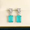 Cao Shi Geometric Square Zircon & Paraiba Sapphire Earrings