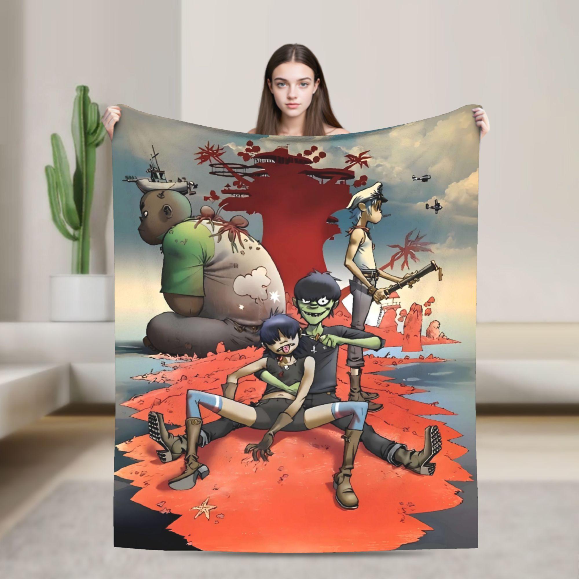 

British GorillazS Virtual Band Rock Hip-Hop Blanket Warm Soft Novelty Plush Throw Blanket For Travel Office Flannel Bed Cover 75cmx90cm
