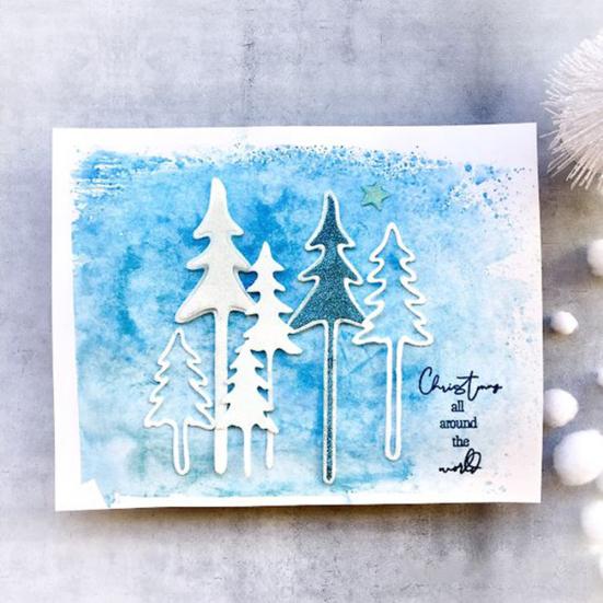 Albero di Natale in legno di cedro, fustella per album di ritagli fai da te, carta per biglietti