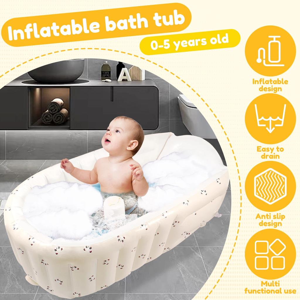 Animal Baby Swimming Bathtub Inflatable Baby Bathtub Anti Slip Shower Basin Portable Infant Bath Tub Toddler Bathtub Swimming