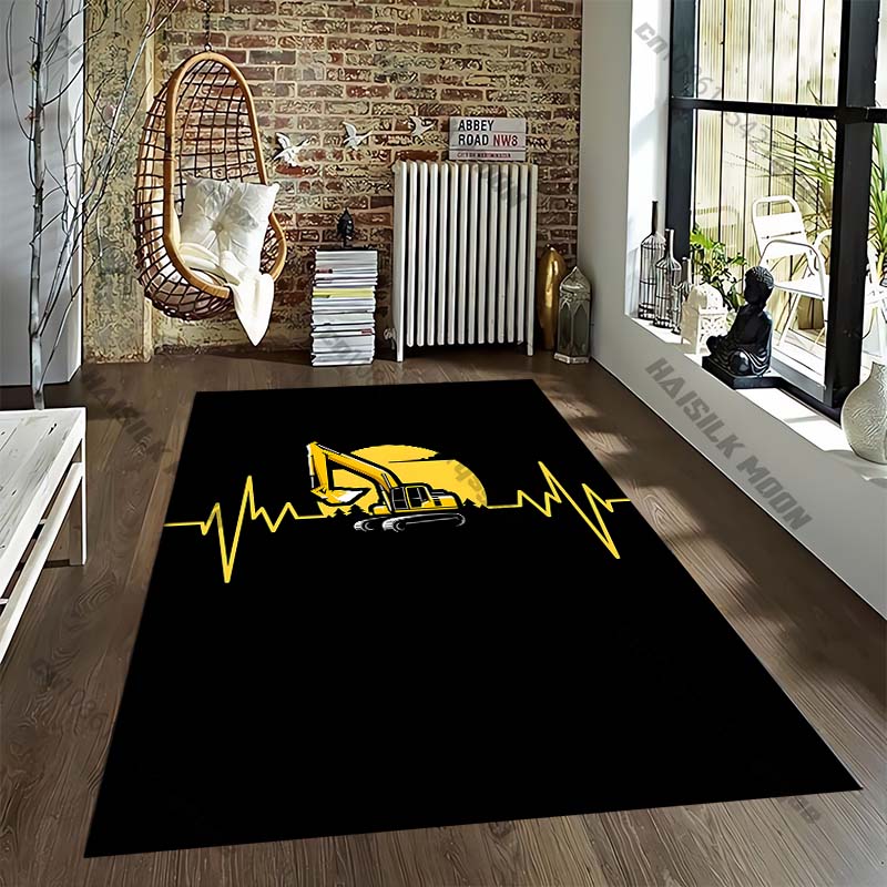 Excavator Truck Carpet for Living Room Game Rugs Soft Floor Cartoon Rugs Bathroom Rug Mat Yoga Mat Home Decor Rugs for Bedroom