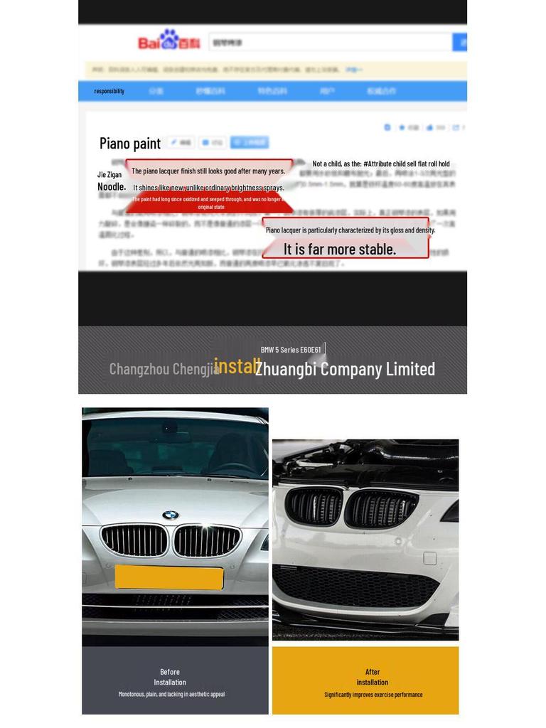 Compatible Front Grille for BMW E60/E61 5 Series – Gloss Black/Matt Black Double-Lined Design