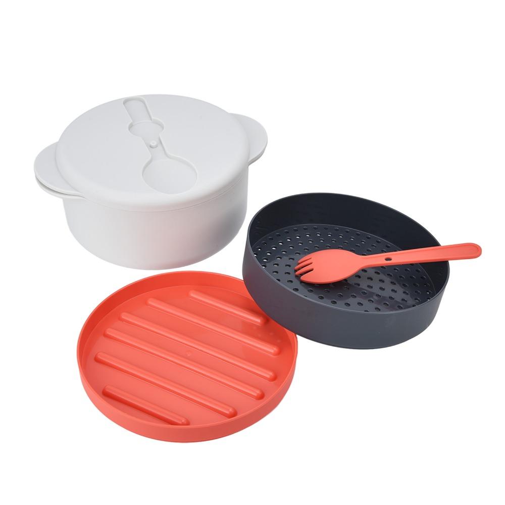 2L Capacity Microwave Steaming Container Multi Layer Microwave Food Container Home Cooking