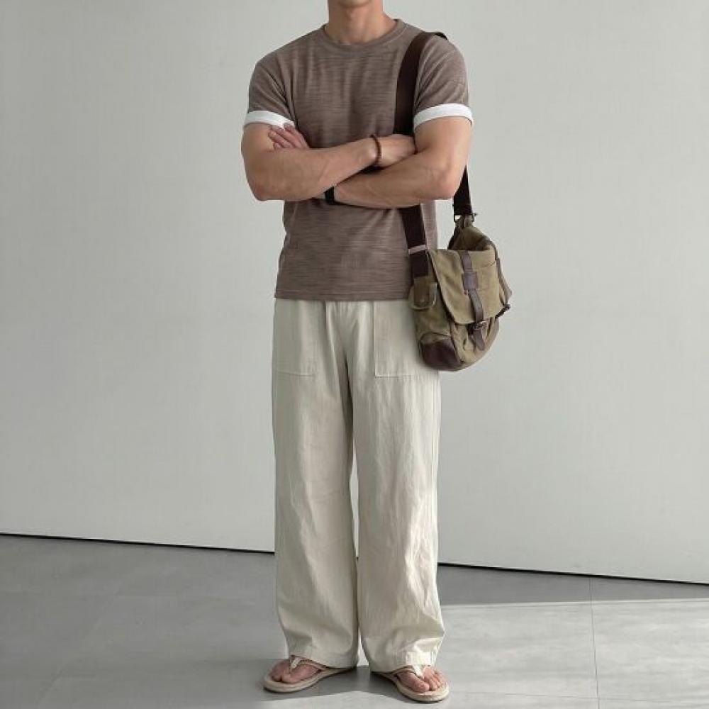Onl Men Ringer Knit Muscle Fit Short Sleeve