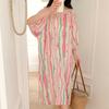 1011 new cotton and silk nightdress women's summer short-sleeved pajamas cartoon pony element long loose cotton silk skirt can be worn outside