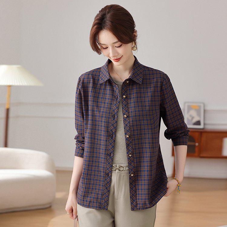 

2026 Pure Cotton Long Sleeve Cardigan for Middle-Aged Women - Stylish, Casual, Lightweight Jacket 3XL темно-синий
