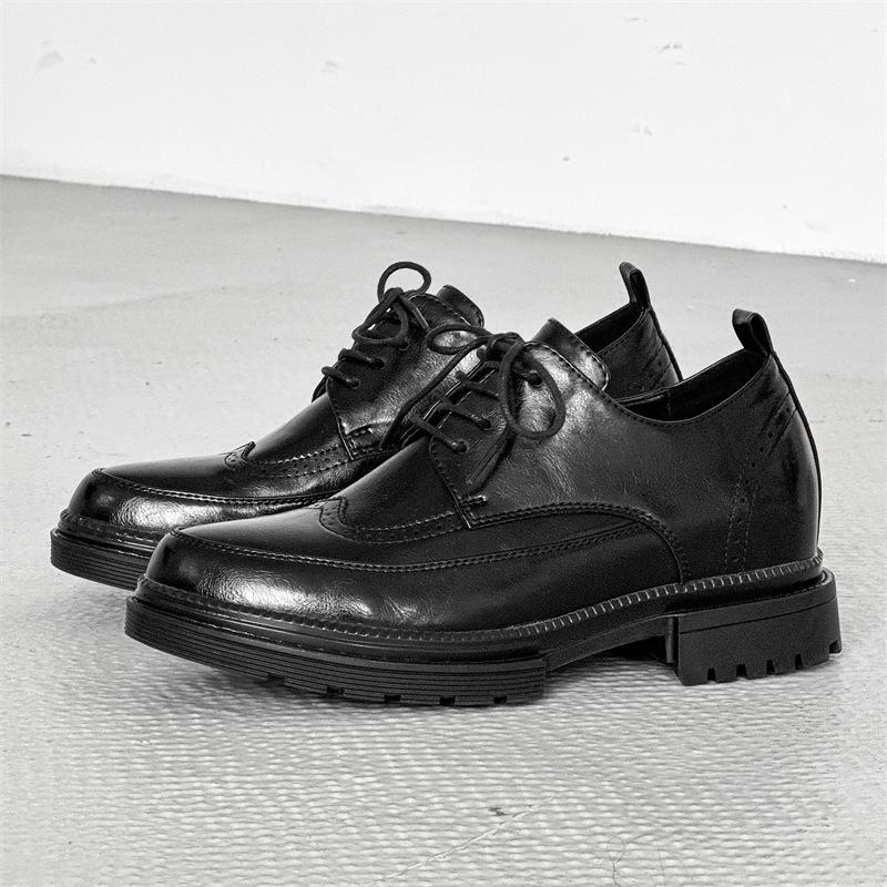 

Pointed leather shoes men s 2025 new platform heightening shoes summer British tooling shoes versatile fashion men s shoes 44 чёрный