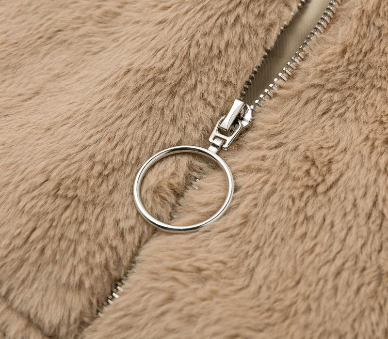 2025 European & American Women's Plush Faux Fur Zipper Cardigan Coat for Autumn & Winter