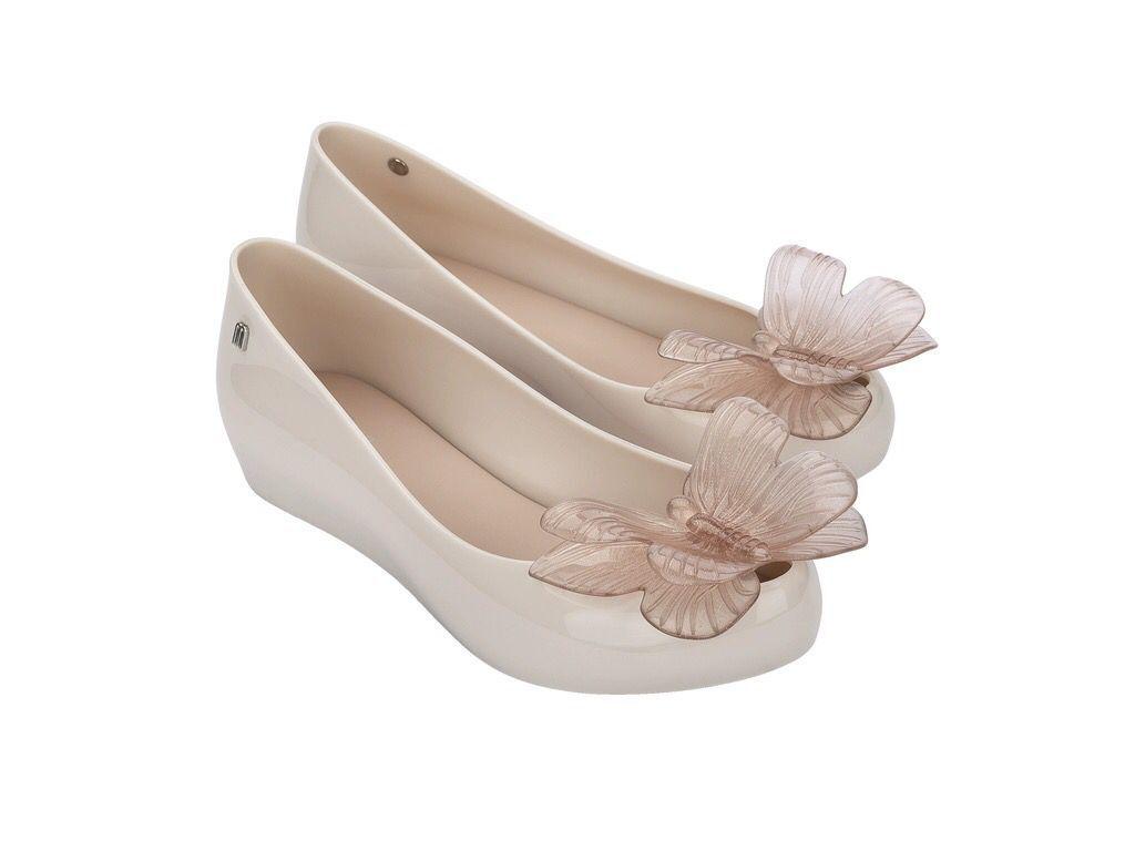 Женские желеобразные туфли Melissa 2025 Туфли-балетки с круглым носком с открытым носком с бантом на мягкой подошве однотонные 3536 абрикосовый 2898₽