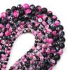 6/8/10mm Natural Stone Hot Pink Fire Agate Beads Round Loose Beads For DIY Jewelry Making Crafts Bracelet Necklace Accessories