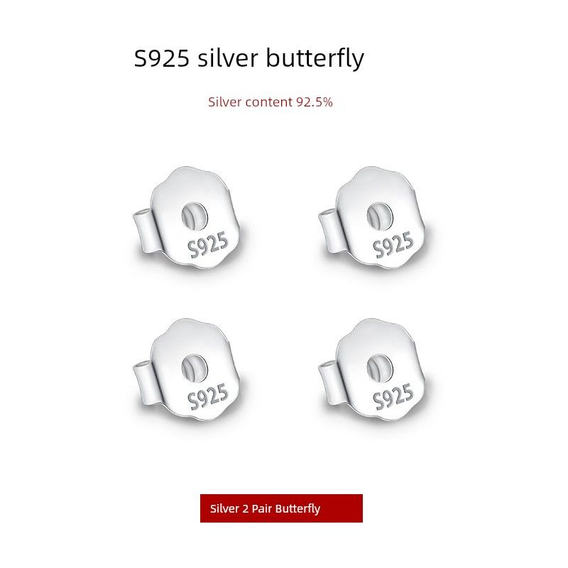 

[Xiangnan] Silver Maker 925 Sterling Silver Earplug Easiest for Match Simple Ear Clip Ear Cap Earplugs Ear Studs Special Accessories 925 silver butterfly ear plug (4 price)