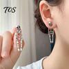 Hypoallergenic Punk Skeleton Jewelry 2Pcs Earrings for Women, Gothic Alloy Drop Earrings, Trendy Grunge Style Skull Dangle Halloween Party &