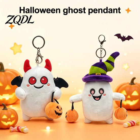 Gift for Halloween Party Ghost Plush Keychain, Cute Spooky Stuffed Toy Pendant Backpack Favors Kids Keys, Soft Mini Doll Bag Charm, Festive