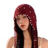 Hollow Out, Pearl Tassel Pendant, Headband Hat, Women's, Summer, Ethnic Style, Knitted Pullover Hat, Retro, Face Enhancing Small Hat