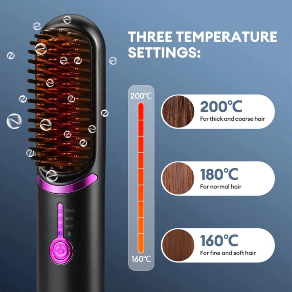 Cordless Hair Straightener Comb Anti-Scald Electric Heated Hair Comb  Hair Styling Tool