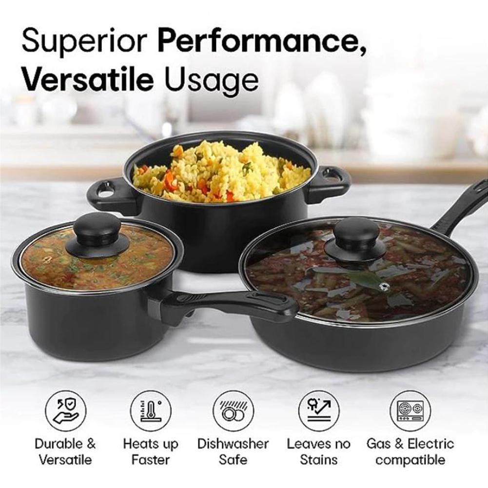 12-Piece Non-Stick Cookware Set Deep Frying Pan with Lid Cooking Pot Set Stackable Pot Set for All Types of Cooker