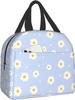 Insulated Lunch Box Daisy Flower Lunch Bag Spring Floral Reusable Bag Flowers Blue Cooler Tote Bags for Kids Teens Adults Girls